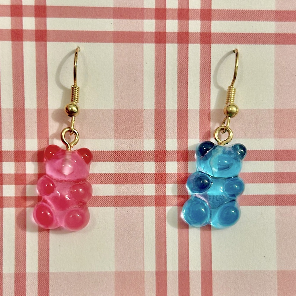 Pink and Blue Gummy Bear Earrings